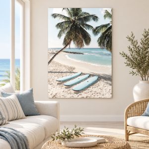 Tableau 3 Planches de Surf & Plage Tropicale
