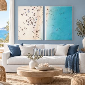 Tableau Bord de Mer Vue Aérienne en Deux Parties