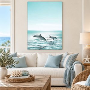 Tableau Dauphins Majestueux – Sauts de Joie