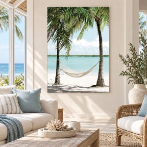 Tableau Hamac sur Palmiers & Plage Tropicale