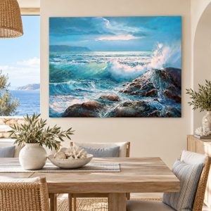 Tableau Mer Déchainée sur Rocher