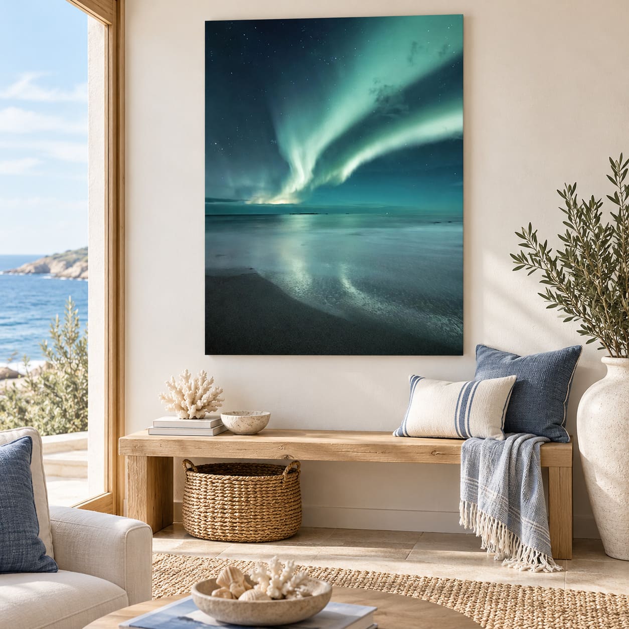 Tableau Mer Scandinave - Aurores Boréales