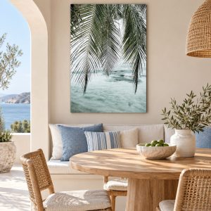 Tableau Mer Tropicale - Feuilles de Palmier