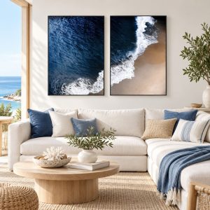 Tableau Mer et Plage Vue de Haut – Bleu Roi