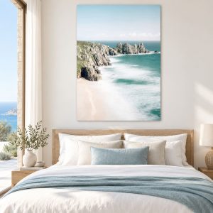 Tableau Mer - Plage et Falaises Rocheuses