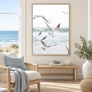 Tableau Mouettes en Bord de Mer