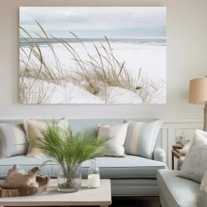 Tableau Paysage Plage Blanche - Herbes Sauvages
