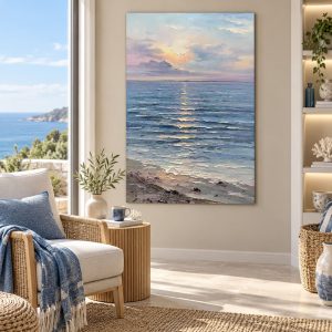 Tableau Peinture Océan Paisible – Reflet du Soleil