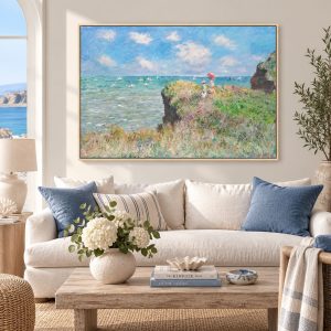 Tableau Peinture Paysage Marin - Falaise Herbeuse