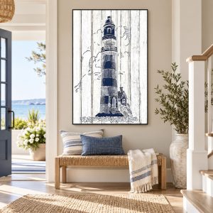 Tableau Peinture Phare – Bleu et Blanc