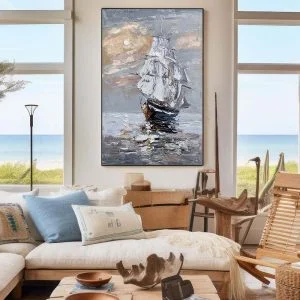 Tableau Peinture à l'Huile Bateau