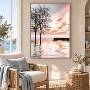 Tableau Photo Barque & Arbre en Mer