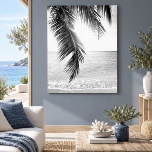 Tableau Plage Exotique Noir et Blanc