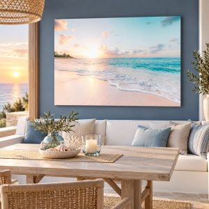 Tableau Plage, Soleil Couchant & Mer Turquoise