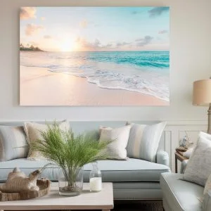 Tableau Plage, Soleil Couchant & Mer Turquoise