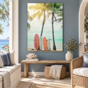 Tableau Planches de Surf en Bord de Mer Exotique