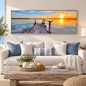 Tableau Ponton sur Mer & Soleil Couchant