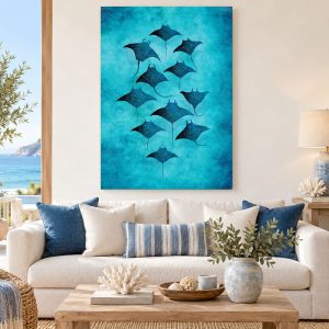Tableau Raies Vue de Dessus – Bleu Turquoise