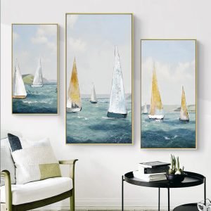 Tableau Triptyque Bateau
